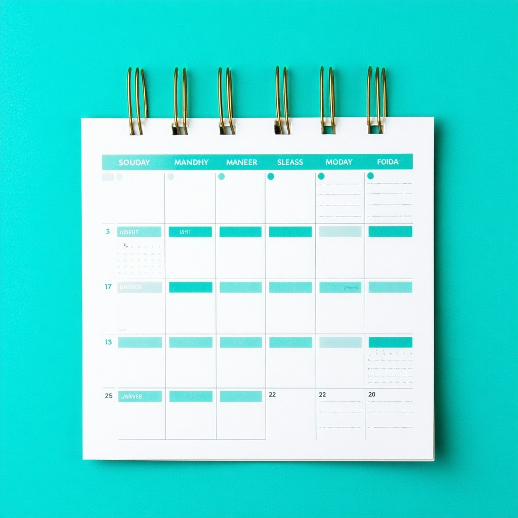 Calendar with teal background-1